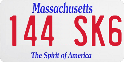 MA license plate 144SK6