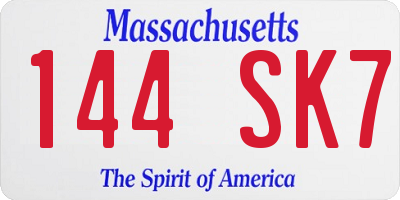 MA license plate 144SK7