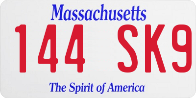 MA license plate 144SK9