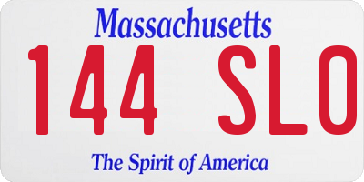 MA license plate 144SL0