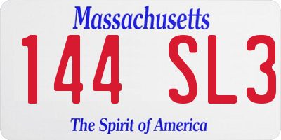 MA license plate 144SL3