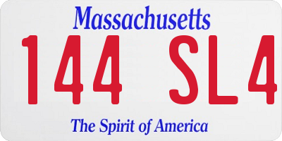MA license plate 144SL4