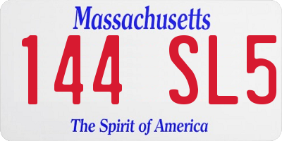 MA license plate 144SL5