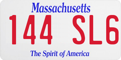 MA license plate 144SL6