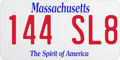 MA license plate 144SL8