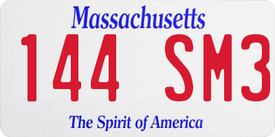 MA license plate 144SM3