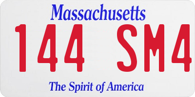 MA license plate 144SM4