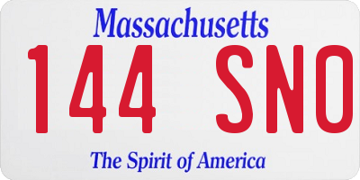 MA license plate 144SN0