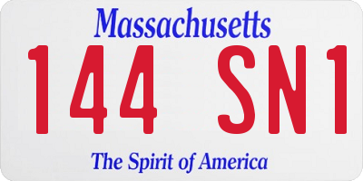 MA license plate 144SN1