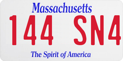 MA license plate 144SN4