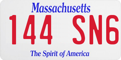 MA license plate 144SN6