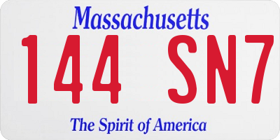 MA license plate 144SN7