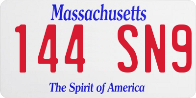 MA license plate 144SN9