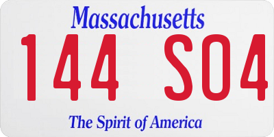 MA license plate 144SO4
