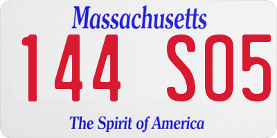 MA license plate 144SO5