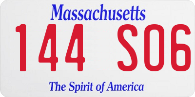 MA license plate 144SO6