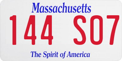 MA license plate 144SO7