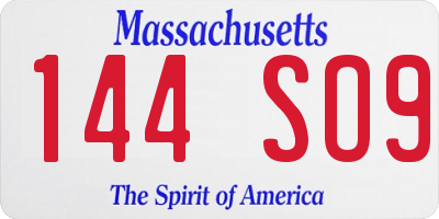 MA license plate 144SO9