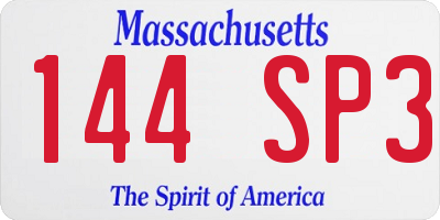MA license plate 144SP3