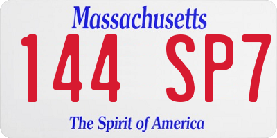 MA license plate 144SP7