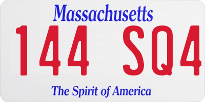 MA license plate 144SQ4