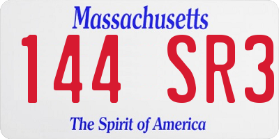 MA license plate 144SR3