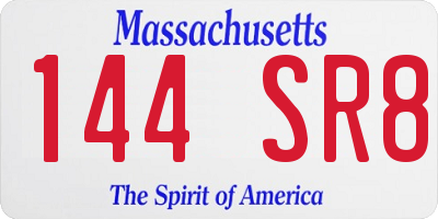 MA license plate 144SR8