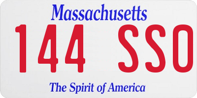 MA license plate 144SS0