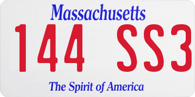 MA license plate 144SS3