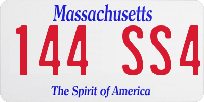 MA license plate 144SS4
