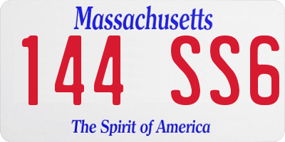 MA license plate 144SS6