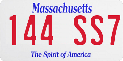 MA license plate 144SS7