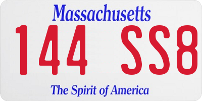 MA license plate 144SS8