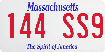 MA license plate 144SS9