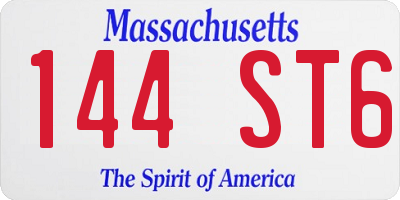 MA license plate 144ST6