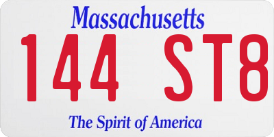 MA license plate 144ST8