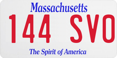 MA license plate 144SV0