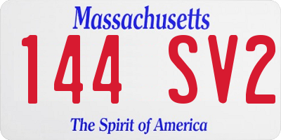 MA license plate 144SV2