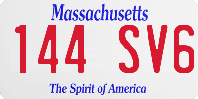 MA license plate 144SV6