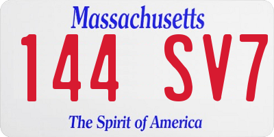 MA license plate 144SV7