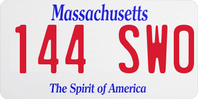 MA license plate 144SW0