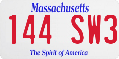 MA license plate 144SW3