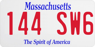 MA license plate 144SW6
