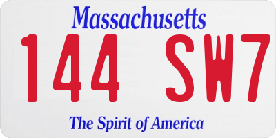 MA license plate 144SW7
