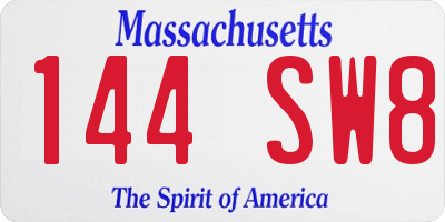 MA license plate 144SW8