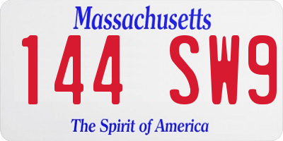 MA license plate 144SW9