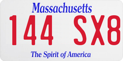 MA license plate 144SX8