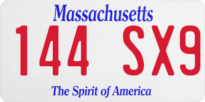 MA license plate 144SX9