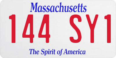 MA license plate 144SY1