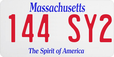 MA license plate 144SY2